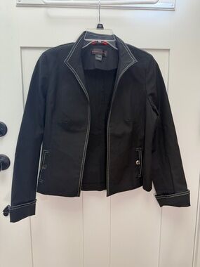 Beautiful Nina McLemore Black Blazer Jacket with White Contrast Stitching